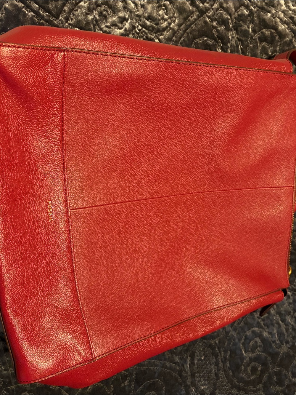 Fossil Red Leather Convertible Backpack Tote with Gold Hardware - Picture 4 of 8